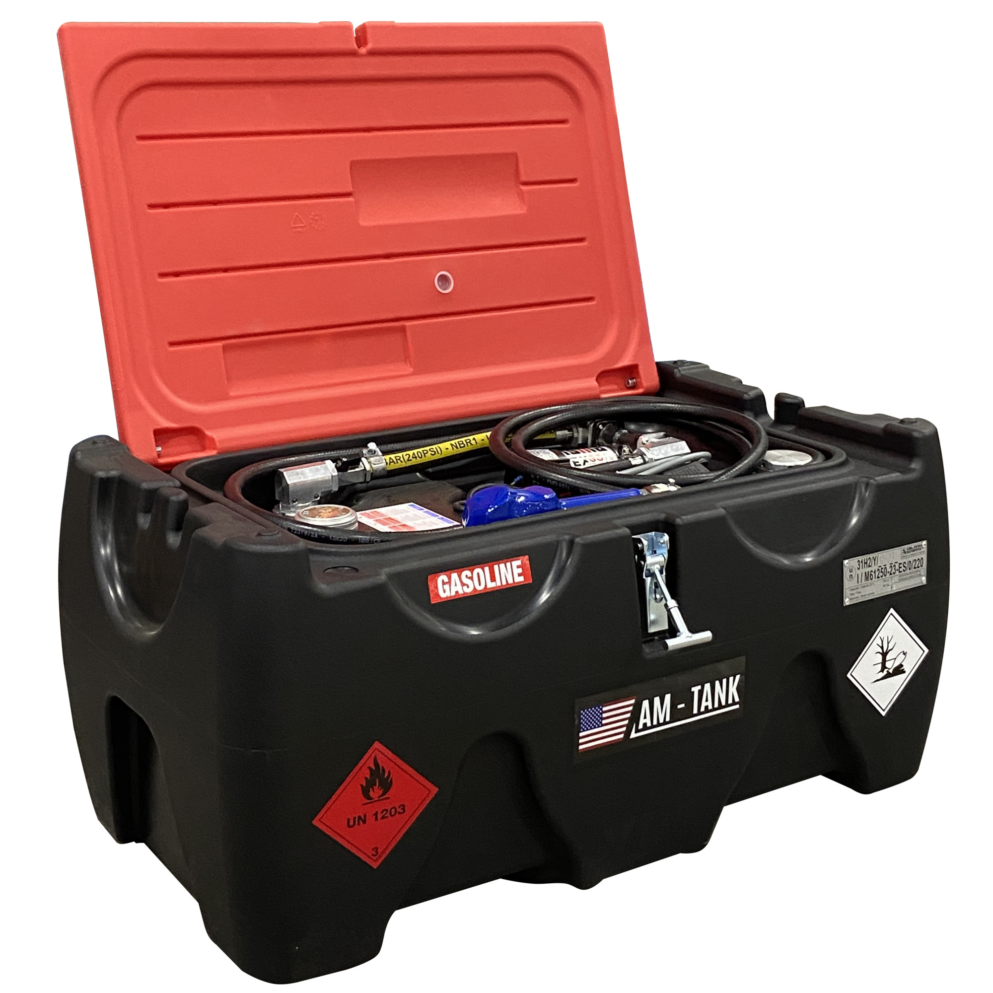 AMERICAN FUEL TANK, Portable 40 gal Gasoline Low Priofile Tank, Capacity 40 Gal, Shape Other, Model# AM-TANK40GAS
